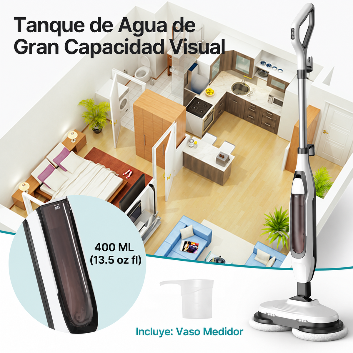 Mopa Limpiador Rociador Trapeador Sweetcrispy | Doble Cabezal para Limpieza Profunda