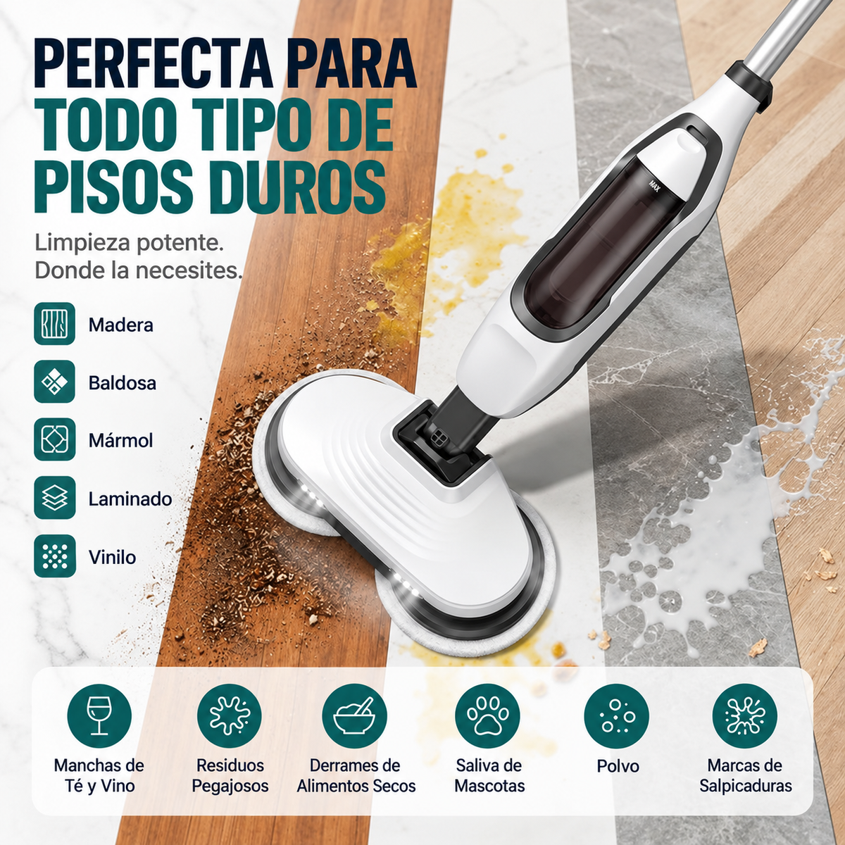 Mopa Limpiador Rociador Trapeador Sweetcrispy | Doble Cabezal para Limpieza Profunda
