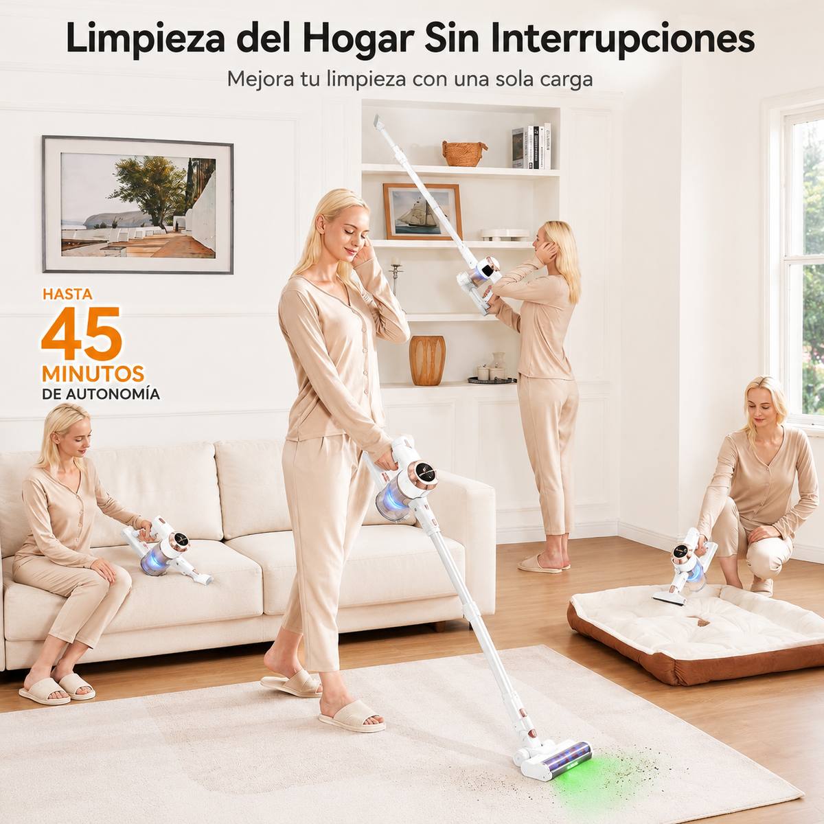 Aspiradora Inalámbrica 2 en 1 Blanca | Superligera y Portátil