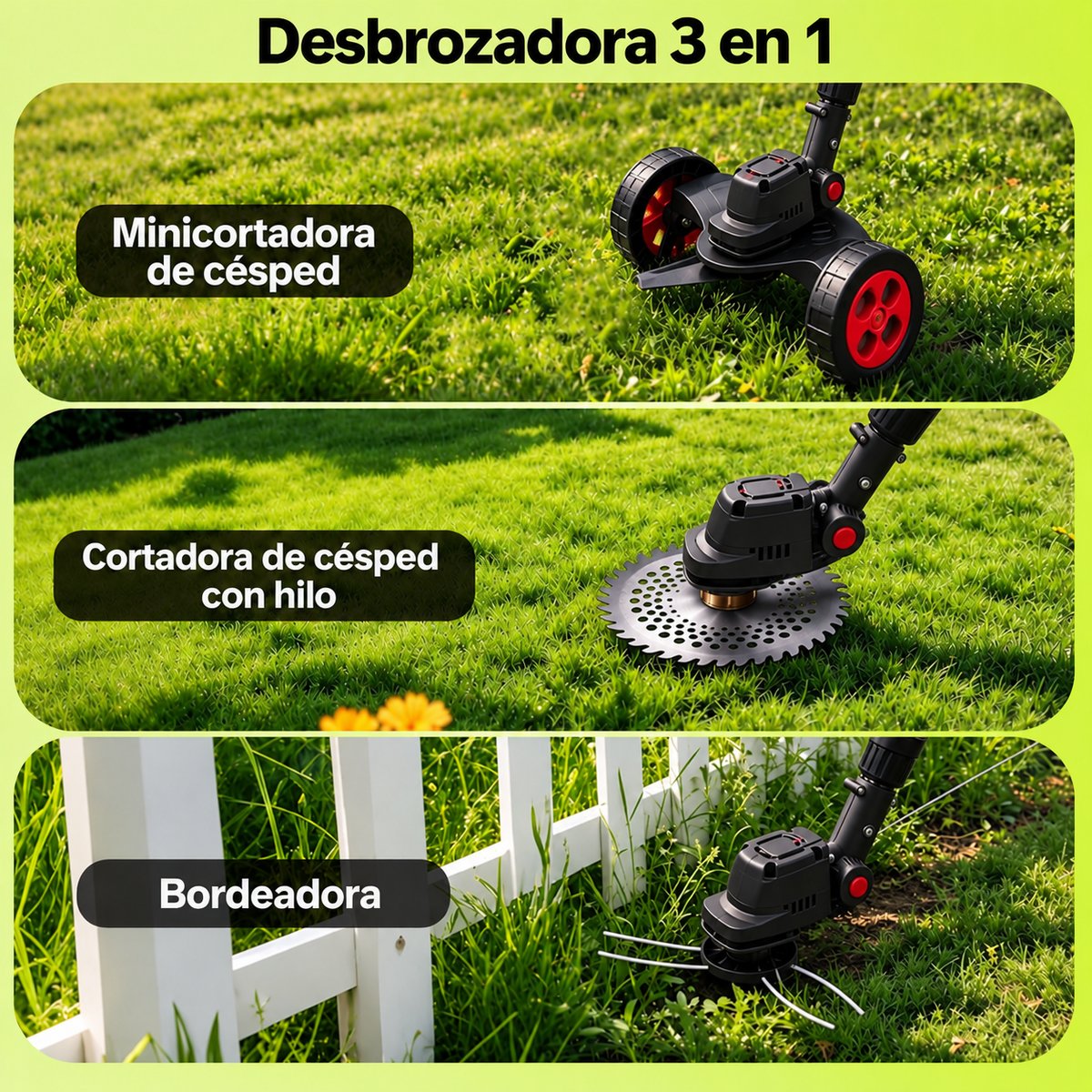 Podadora Inalambrica Cesped Ruedas