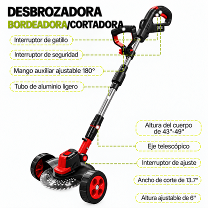 Podadora Inalambrica Cesped Ruedas